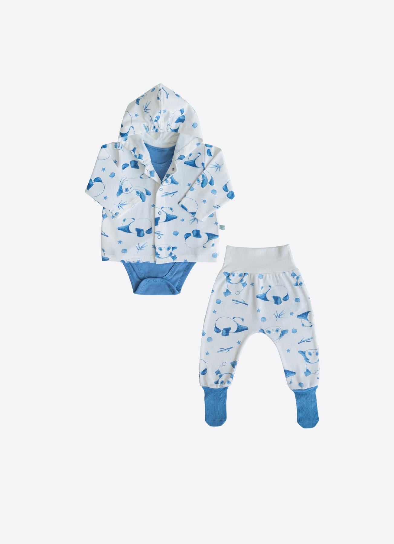 Organik Panda 3'lü Set Mavi